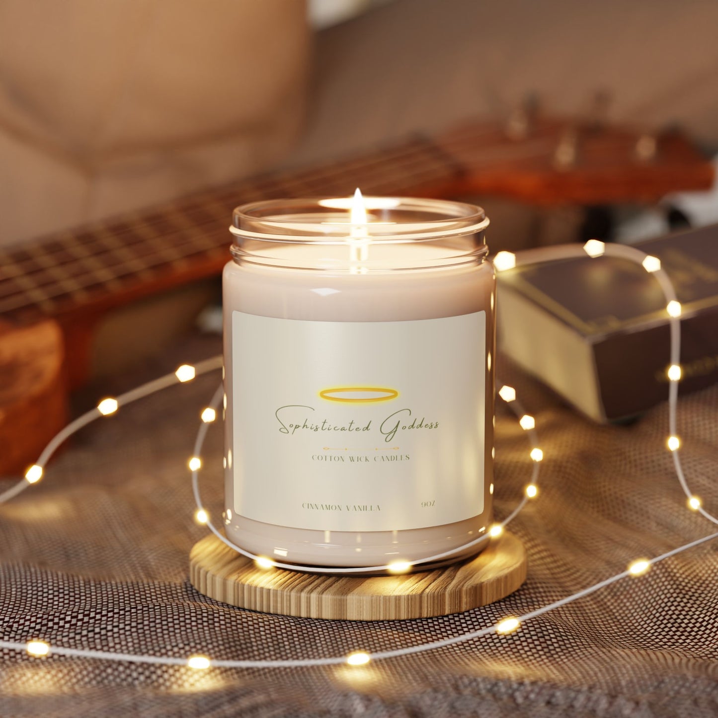 Cinnamon Vanilla Soy Wax Cotton Wick Candle, 9oz