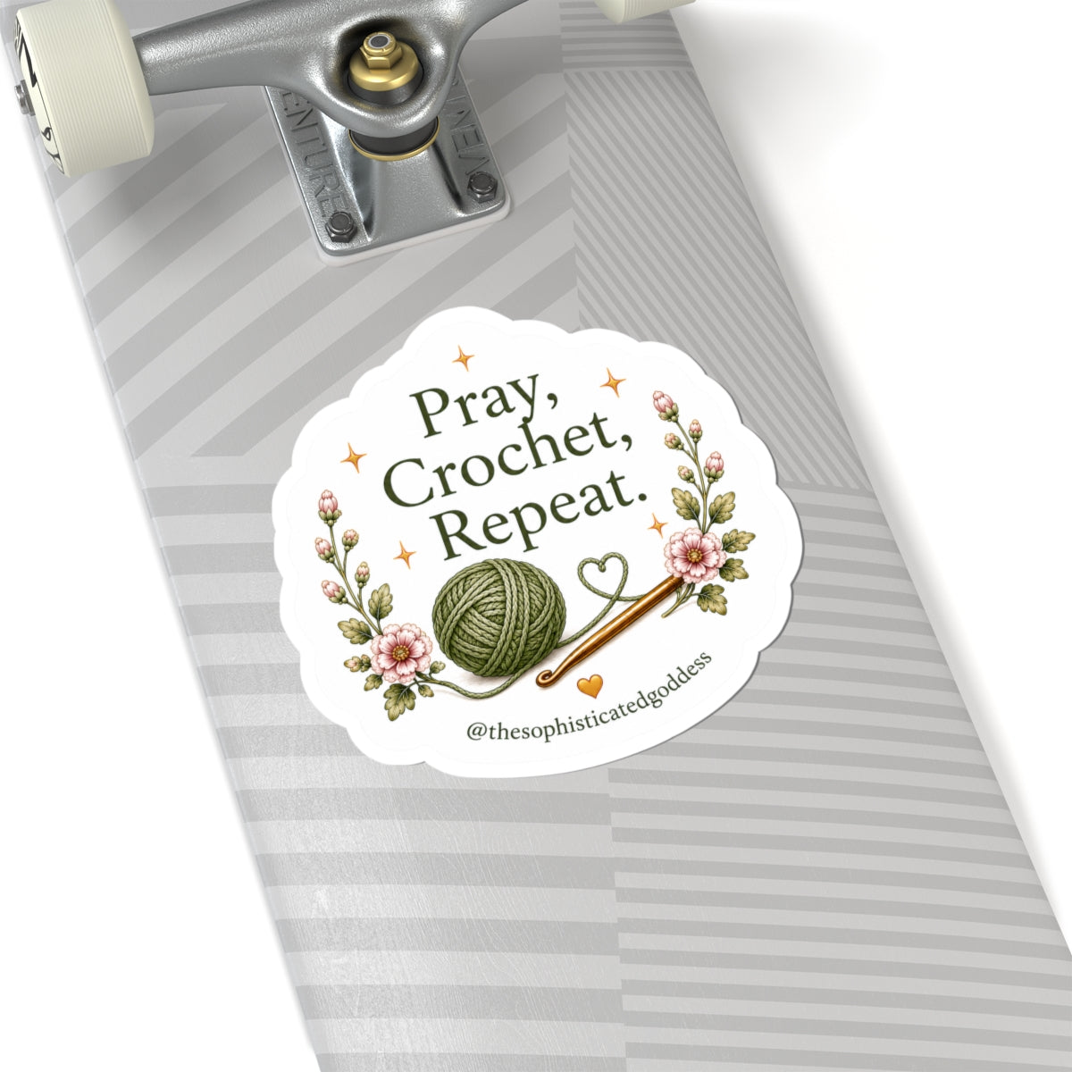 'Pray, Crochet, Repeat' Sticker