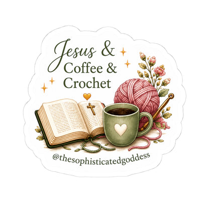 Jesus, Coffee & Crochet Sticker
