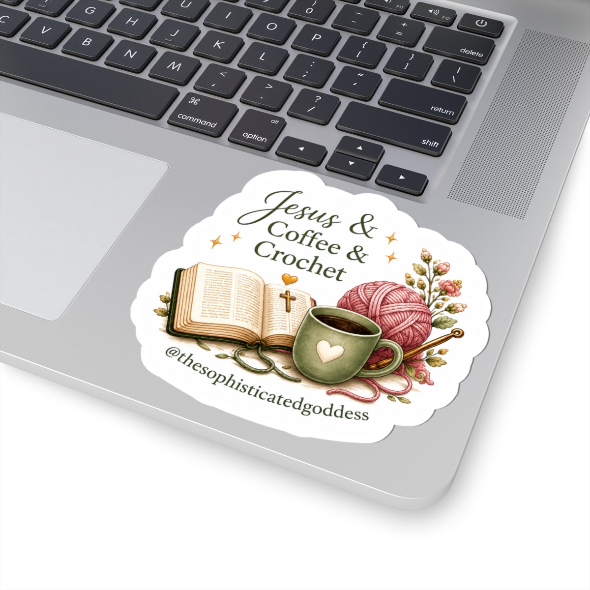 Jesus, Coffee & Crochet Sticker