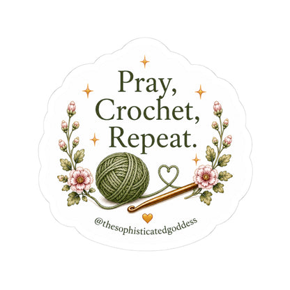 'Pray, Crochet, Repeat' Sticker