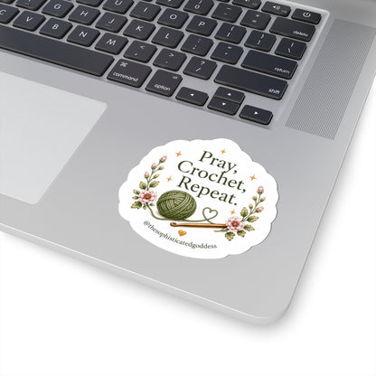 'Pray, Crochet, Repeat' Sticker