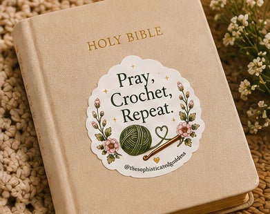 'Pray, Crochet, Repeat' Sticker