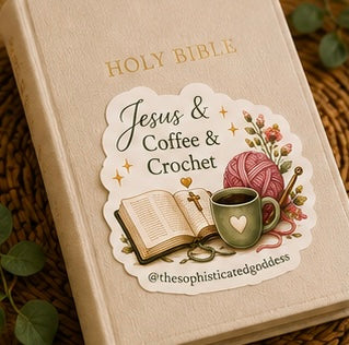 Jesus, Coffee & Crochet Sticker