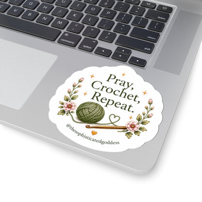 'Pray, Crochet, Repeat' Sticker