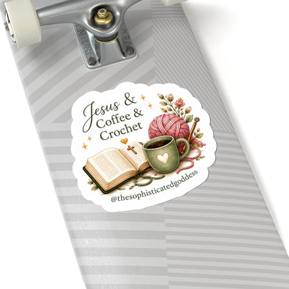 Jesus, Coffee & Crochet Sticker