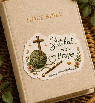 'Stitched with Prayer' Sticker
