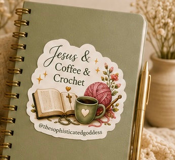 Jesus, Coffee & Crochet Sticker